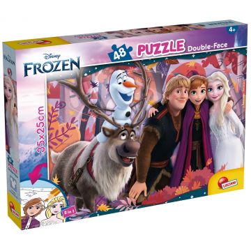 Puzzle cu două fețe Lisciani pentru colorare 48 piese - Regatul Înghețat