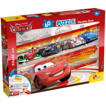 Puzzle cu două fețe Lisciani pentru colorare 60 piese - Mașinile