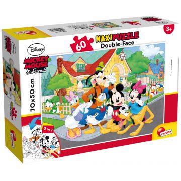 Puzzle cu două fețe Lisciani pentru colorare 60 piese - Mickey și prieteni