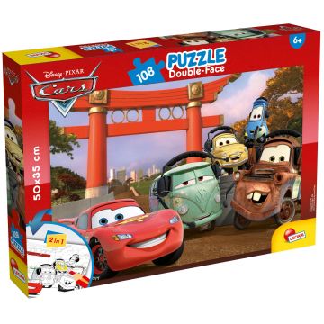Puzzle cu două fețe  Lisciani pentru colorarea a 108 piese - Mașini