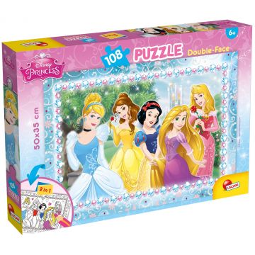 Puzzle cu două fețe  Lisciani pentru colorarea a 108 piese - Prințese