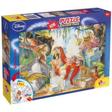 Puzzle cu două fețe  Lisciani pentru colorat  108 piese- Cartea junglei