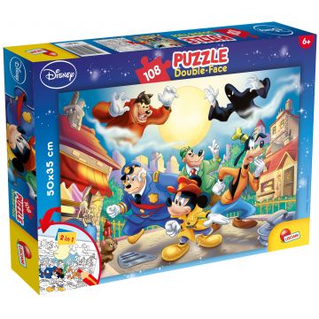 Puzzle cu două fețe  Lisciani pentru colorat  108 piese- Detectivul Mickey Mouse