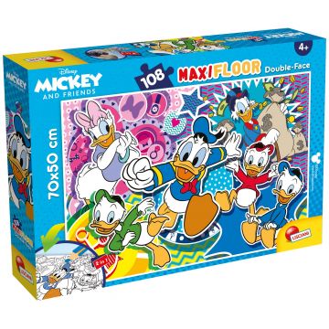 Puzzle cu două fețe  Lisciani pentru colorat  108 piese-Donald Duck