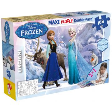 Puzzle cu două fețe  Lisciani pentru colorat  108 piese- Elsa și Anna