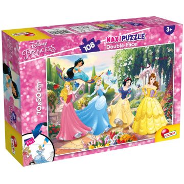Puzzle cu două fețe  Lisciani pentru colorat  108 piese- Prințese pentru totdeauna
