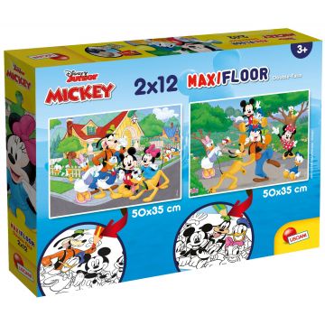Puzzle cu două fețe  Lisciani pentru colorat  2 х 12 piese- Mickey Mouse