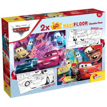 Puzzle cu două fețe  Lisciani pentru colorat  2 х 60 piese- Mașinile