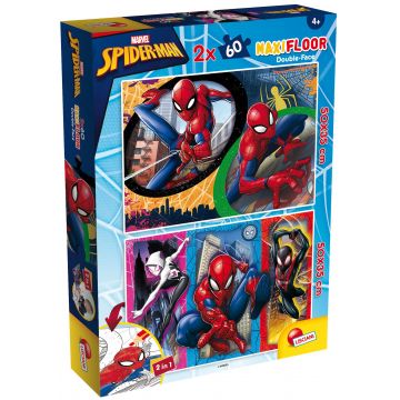 Puzzle cu două fețe  Lisciani pentru colorat  2 х 60 piese- Omul Păianjen