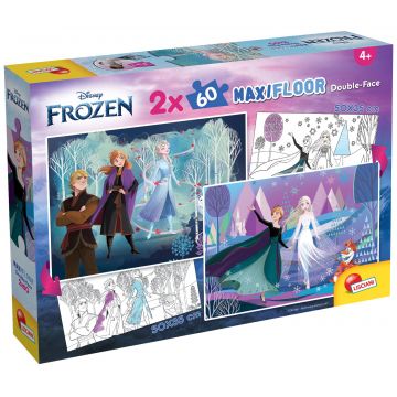 Puzzle cu două fețe  Lisciani pentru colorat  2 х 60 piese- The Frozen Kingdom