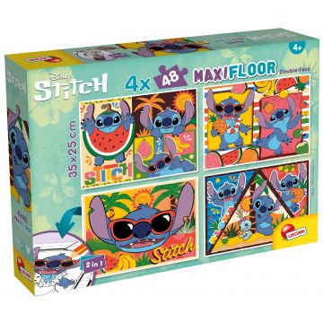 Puzzle cu două fețe  Lisciani pentru colorat  4 х 48 piese-Lilo și Stitch