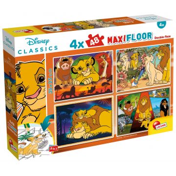 Puzzle cu două fețe  Lisciani pentru colorat  4 х 48 piese- Regele Leu