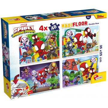 Puzzle cu două fețe  Lisciani pentru colorat  4 х 48 piese- Spidey