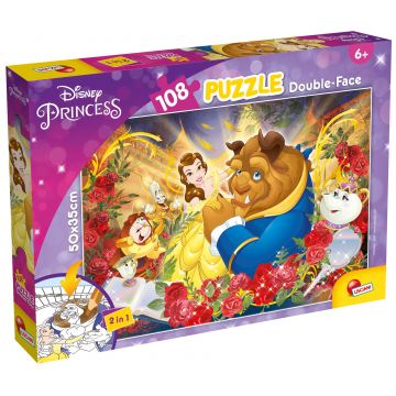 Puzzle cu două fețe  Liscianipentru colorat 108 piese - Frumoasa și Bestia