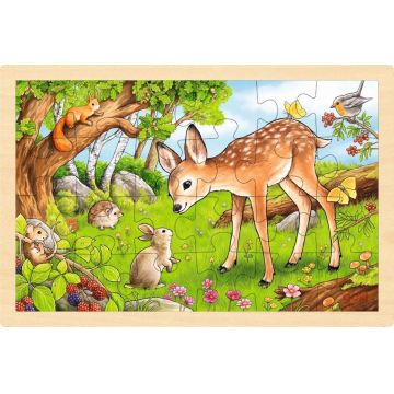 Puzzle din lemn Goki - Cerb, 24 piese