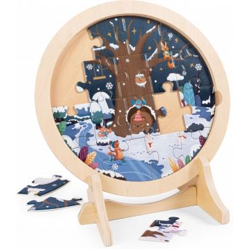 Puzzle din lemn HaPe International -4 sezoane, cu stand