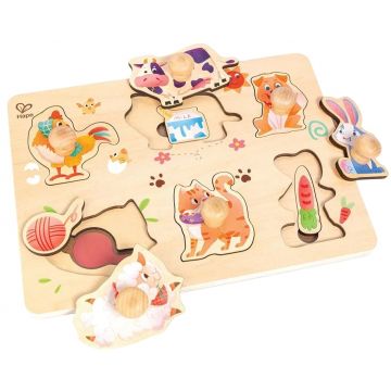 Puzzle din lemn Hape International - Ferma, 13 piese