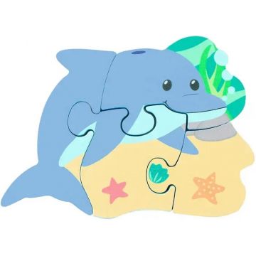 Puzzle din lemn Orange Tree Toys - Delfin, 4 piese
