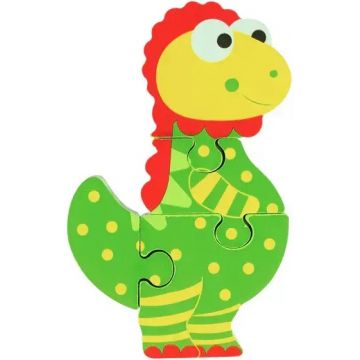 Puzzle din lemn Orange Tree Toys - Dinozaur, 4 piese