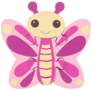 Puzzle din lemn Orange Tree Toys - Fluture, 4 piese