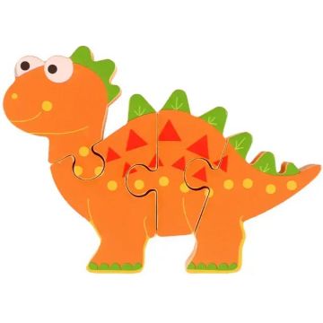 Puzzle din lemn Orange Tree Toys - Stegosaurus, 4 piese