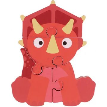 Puzzle din lemn Orange Tree Toys - Triceratops, 4 piese