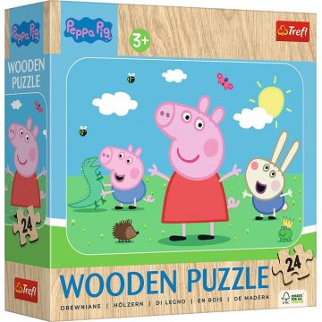 Puzzle din lemn pentru copii  Trefl din  24 piese - Faceți cunoștință cu minunata Peppa