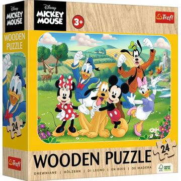 Puzzle din lemn pentru copii  Trefl din  24 piese - Mickey Mouse și prietenii