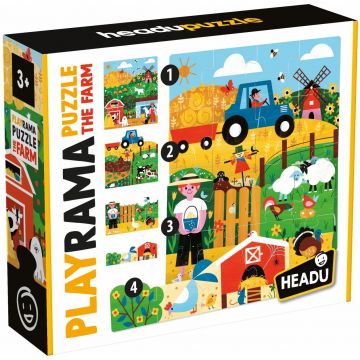 Puzzle educațional Headu Playrama - Fermă, 40 piese