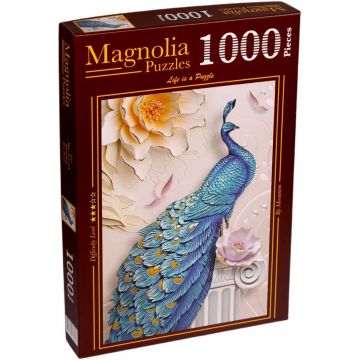 Puzzle Magnolia din 1000 de piese - Blue Peacock