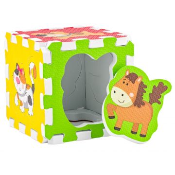 Puzzle moale și cub 2 în 1 Woody - Animale