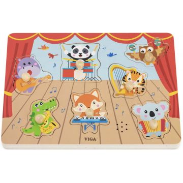Puzzle muzical din lemn Viga Toys –muzicieni animale
