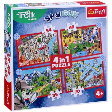 Puzzle pentru copii Trefl 4 în 1 - Călătoriile lui Treflix