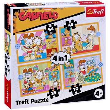 Puzzle pentru copii Trefl 4 în 1 - Garfield iubește lasagna
