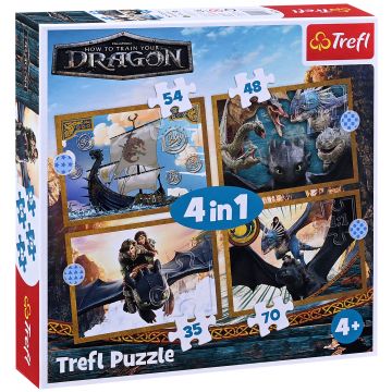 Puzzle pentru copii Trefl 4 în 1 - Zilele Dragonului