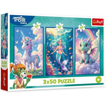 Puzzle pentru copii Trefl din 3 x 50 piese- Împreună într-o lume colorată