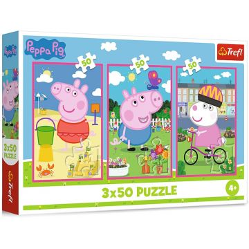 Puzzle pentru copii Trefl din 3 x 50 piese- Prietenii lui Peppa Pig