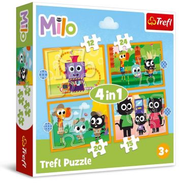 Puzzle Trefl 4 in  1 - Faceți cunoștință cu Milo și prietenii lui