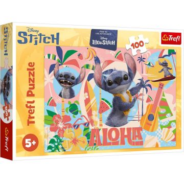 Puzzle Trefl cu 100 de piese - Stitch și prietenii în acțiune