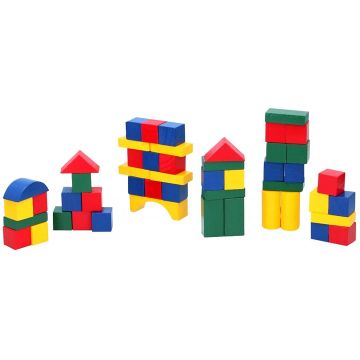 Set de blocuri de lemn pentru marionete - 50 de piese
