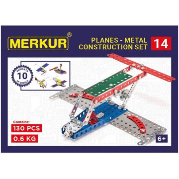 Set de construcție metalic 10 în 1 Merkur - Avioane, 130 piese