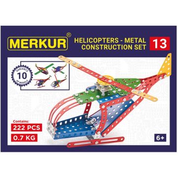 Set de construcție metalic 10 în 1 Merkur - Elicopter, 222 piese