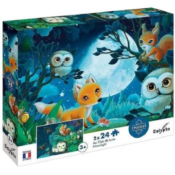 Set de puzzle-uri Sentosphere - Animalele din pădure, 2 bucăți, 24 piese