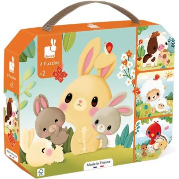 Set puzzle-uri Janod - Animale, 4 buc