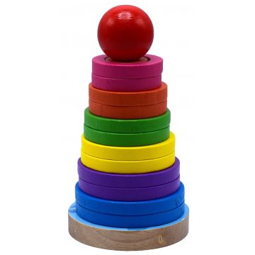 Turn din lemn B-MAX - Cu forme de stivuire, 17 cm