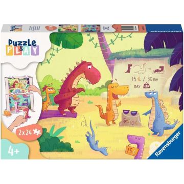 Joc de masă puzzle  Ravensburger din 2 х 24 piese - Dinozaur vară