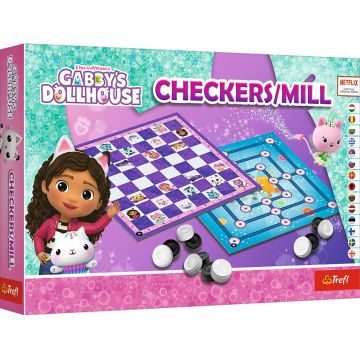 Joc de societate Checkers & Mill: Gabby's Dollhouse - Pentru copii