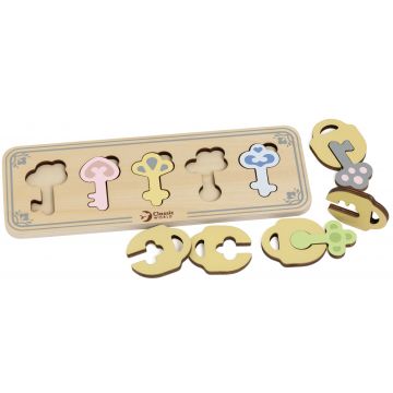 Joc din lemn pentru copii Classic World - Cheile colorate ale castelului