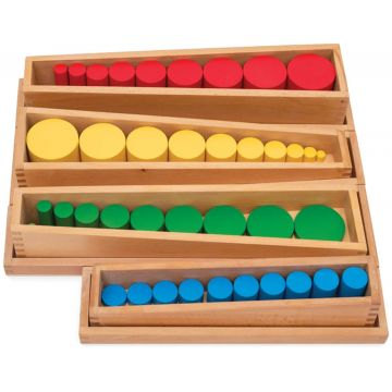 Kit educațional  Nowa Szkola Montessori - cutii cilindrice din lemn, 40 piese