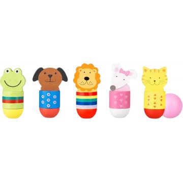 Mini bowling din lemn Orange Tree Toys - Animale